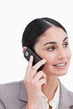 Close up of businesswoman talking on her cellphone