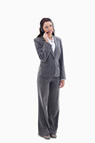 Businesswoman listening with a headset