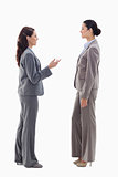 Two businesswomen talking face to face