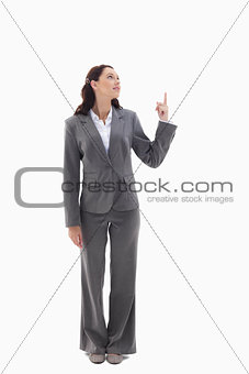 Businesswoman presenting a product on the top