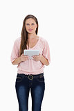 Girl holding a touchpad