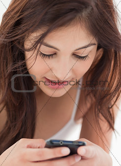 Close up, Woman using her smartphone