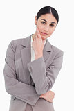 Young businesswoman in thinkers pose