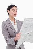 Businesswoman reading the news