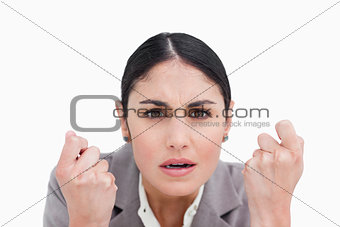Close up of disappointed looking businesswoman