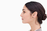 Close up side view of young businesswoman