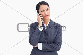 Close up of saleswoman on the phone