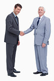 Side view of businessmen shaking hands
