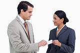 Business partners exchanging business cards