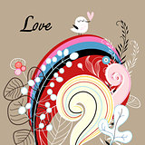 floral background with love bird