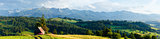 Summer mountain evening country panorama (Poland)