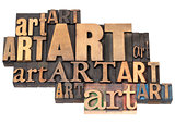 art word abstract in wood type