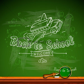 Back to school, chalkwriting on blackboard