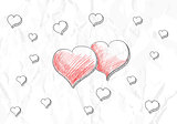 Two red hearts on white background