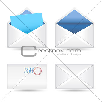set of  envelopes on white