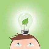 Green Idea Thinking Light Bulb