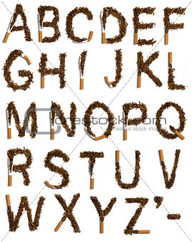Destroyed cigarettes alphabet