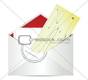Blank check in envelope