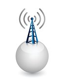 wireless tower with radio waves