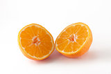 tangerine slices on white