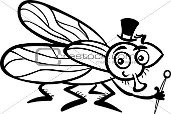 housefly cartoon for coloring book