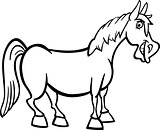 farm horse cartoon for coloring book