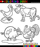 Cartoon Farm Animals for Coloring Book
