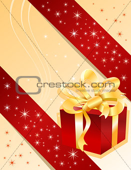 Christmas gift on yellow background