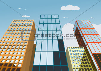 High skyscrapers on a background of the blue sky