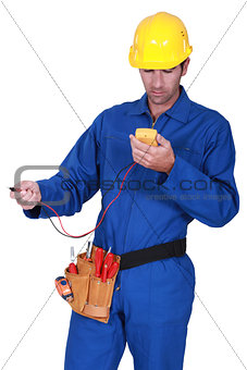 electrician with tester