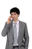 Businessman making telephone call