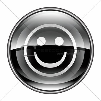 Smiley Face black, isolated on white background.