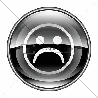 Smiley Face, dissatisfied black, isolated on white background.