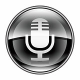 Microphone icon black, isolated on white background
