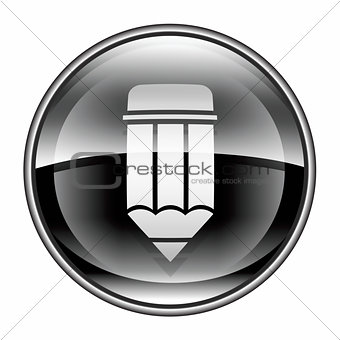 Pencil icon black, isolated on white background