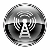 WI-FI tower icon black, isolated on white background