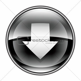 Download icon black, isolated on white background.