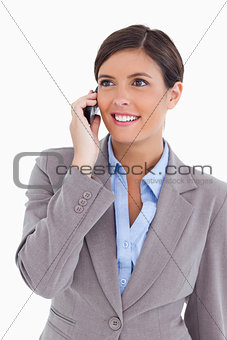 Close up of female entrepreneur on her cellphone