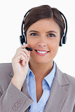 Female call center agent with headset