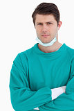 Close up of male doctor in scrubs