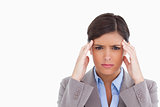 Close up of female entrepreneur having a headache