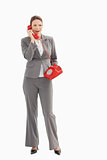 Surprised businesswoman talking on the phone