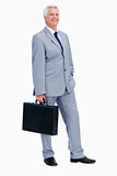 Portrait of a businessman with a suitcase 