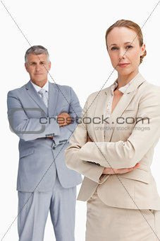 Close-up of a serious business people with folded arms