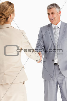 Happy business people shaking hands