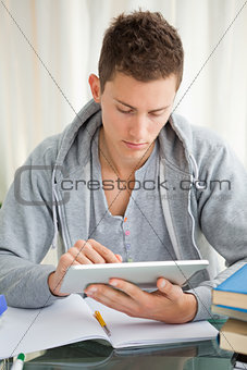 Student using a touch pad 