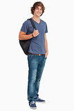 Smiling male student with a backpack