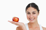 Woman on diet with an apple in the hand