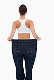Rear view of a woman who lost a lot of weight