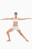 Woman doing the yoga warrior pose